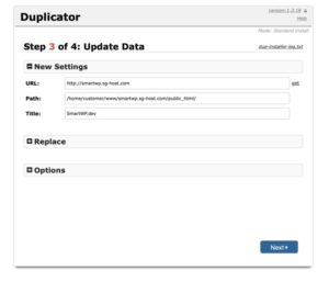 duplicator step 3 update data